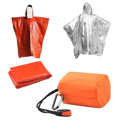 Couvertures de hausse extérieures de vêtements imperméables d'accessoires de film de secours de ponchos jetables en aluminium de pluie